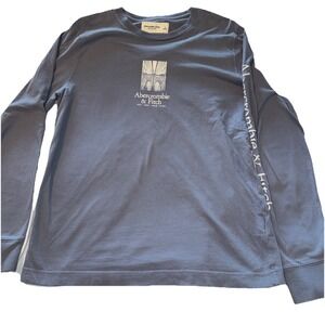 Abercrombie and Fitch Shirt Men's Large Blue Long Sleeve Crew Spell Out Pullover
